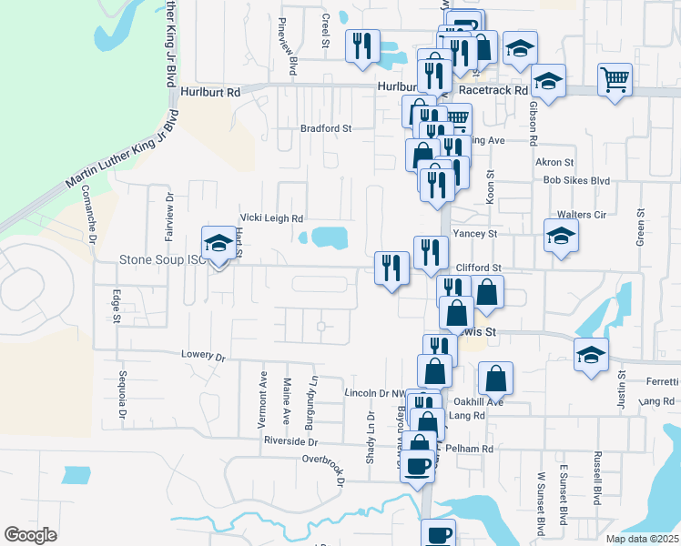 map of restaurants, bars, coffee shops, grocery stores, and more near 1592 Venice Avenue in Fort Walton Beach