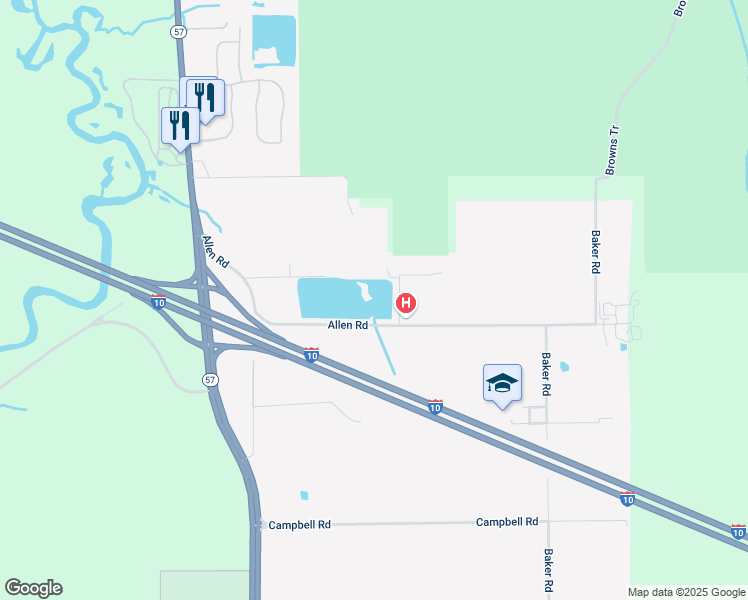 map of restaurants, bars, coffee shops, grocery stores, and more near 6912-6918 E Lake Rd in Vancleave
