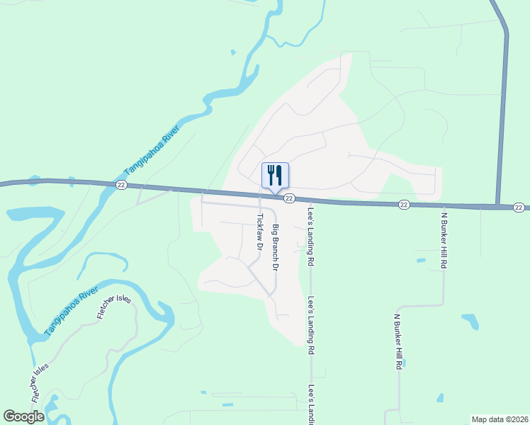 map of restaurants, bars, coffee shops, grocery stores, and more near 39720 Tickfaw Drive in Ponchatoula