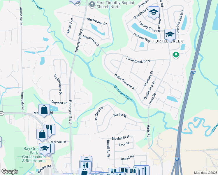 map of restaurants, bars, coffee shops, grocery stores, and more near 916 Woodbridge Hollow Road in Jacksonville