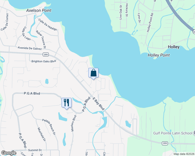map of restaurants, bars, coffee shops, grocery stores, and more near 7242 Grimms Landing in Navarre