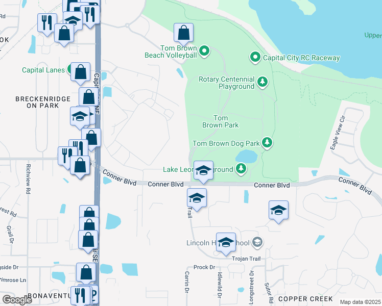 map of restaurants, bars, coffee shops, grocery stores, and more near 1115 Easterwood Drive in Tallahassee