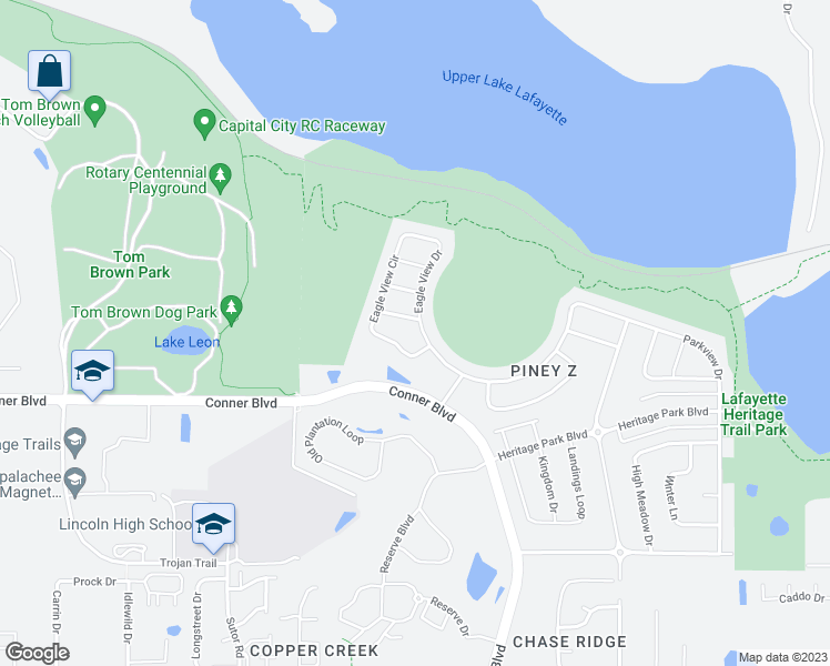 map of restaurants, bars, coffee shops, grocery stores, and more near 780 Eagle View Drive in Tallahassee
