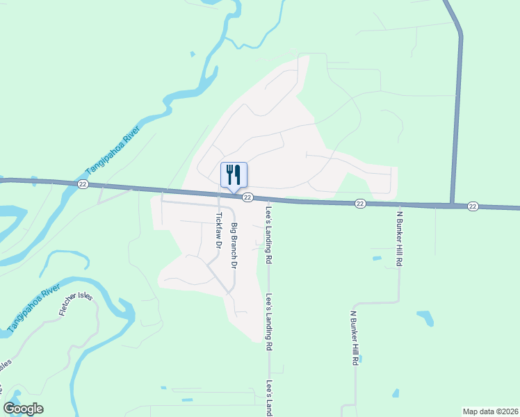 map of restaurants, bars, coffee shops, grocery stores, and more near 23788 Louisiana 22 in Ponchatoula