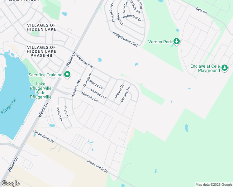 map of restaurants, bars, coffee shops, grocery stores, and more near 18324 Urbano Drive in Pflugerville