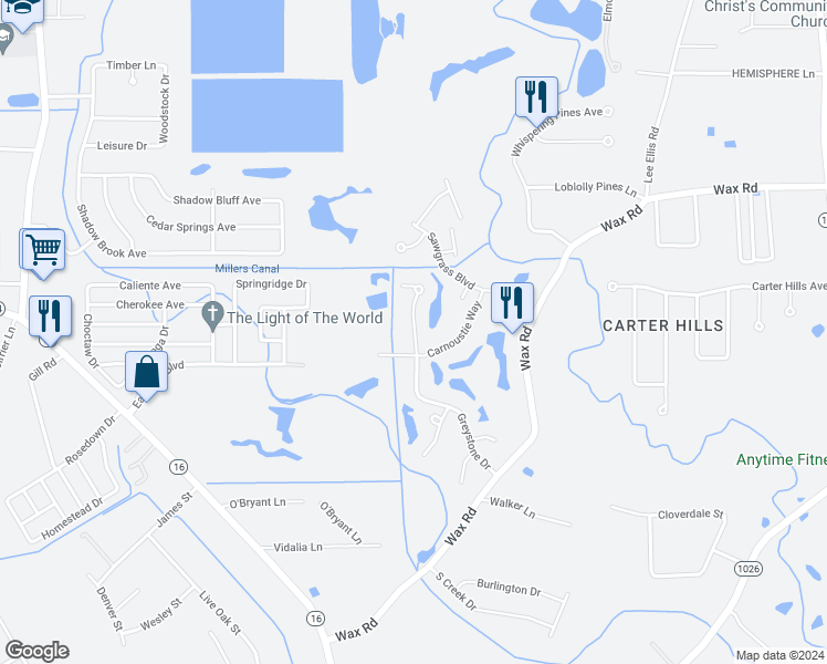 map of restaurants, bars, coffee shops, grocery stores, and more near 25785 Royal Birkdale in Denham Springs