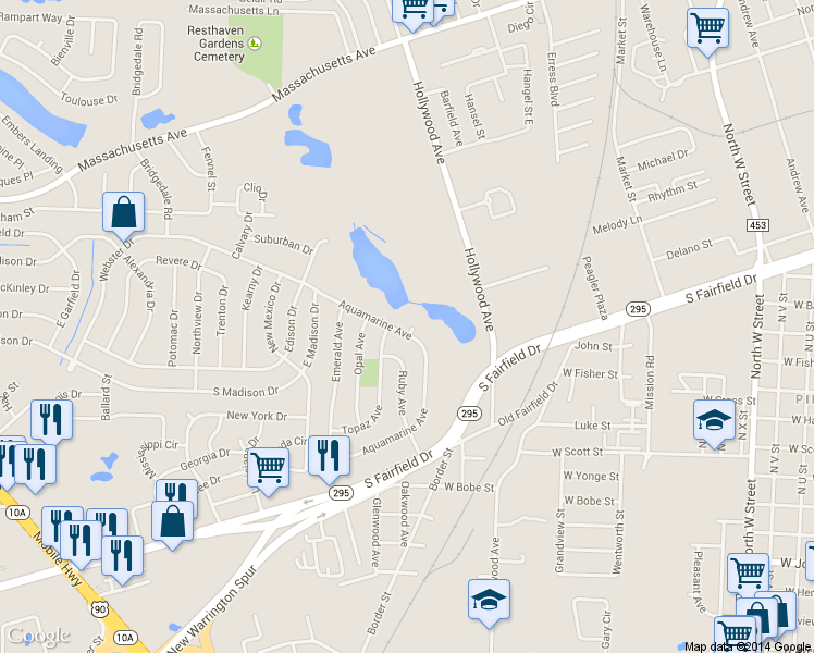 map of restaurants, bars, coffee shops, grocery stores, and more near 235 Aquamarine Ave in Pensacola