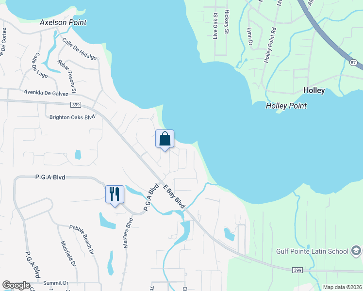 map of restaurants, bars, coffee shops, grocery stores, and more near 7200 Majestic Boulevard in Navarre