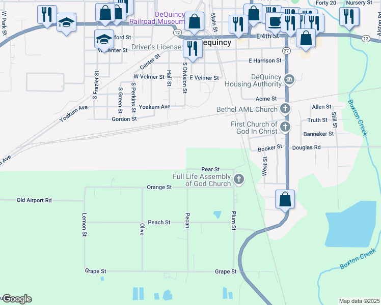map of restaurants, bars, coffee shops, grocery stores, and more near 254 Pear St in Sulphur