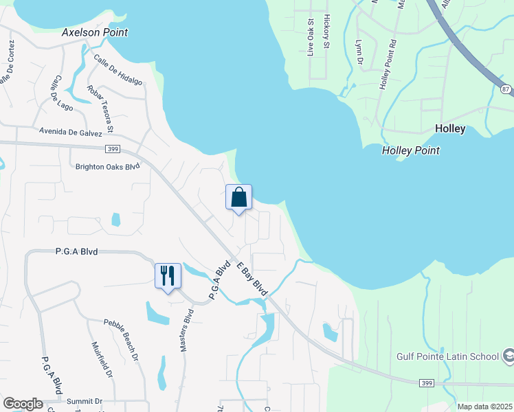 map of restaurants, bars, coffee shops, grocery stores, and more near 7200 Majestic Boulevard in Navarre