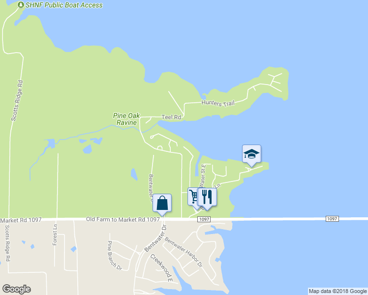 map of restaurants, bars, coffee shops, grocery stores, and more near 239 Clear Water West in Montgomery