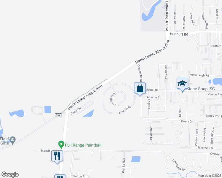 map of restaurants, bars, coffee shops, grocery stores, and more near 660 Kanuha Drive in Fort Walton Beach