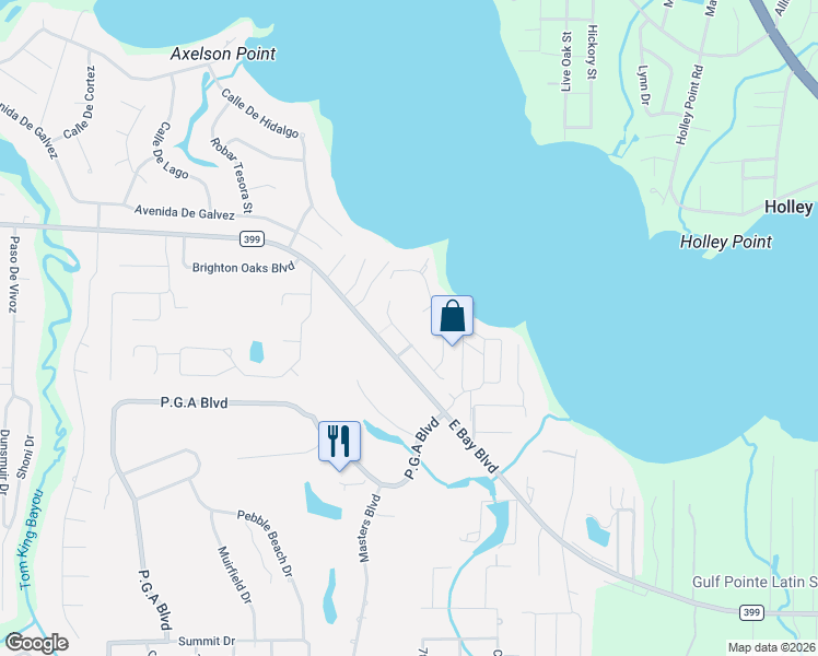 map of restaurants, bars, coffee shops, grocery stores, and more near 2958 Albatross Drive in Navarre