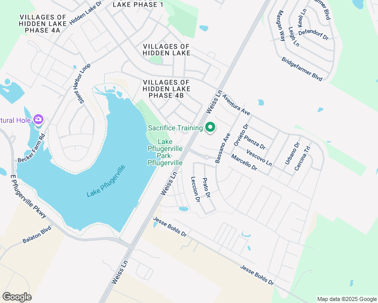 map of restaurants, bars, coffee shops, grocery stores, and more near 18124 Leccion Drive in Pflugerville