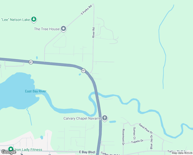 map of restaurants, bars, coffee shops, grocery stores, and more near 8509 Dinosaur Road in Navarre