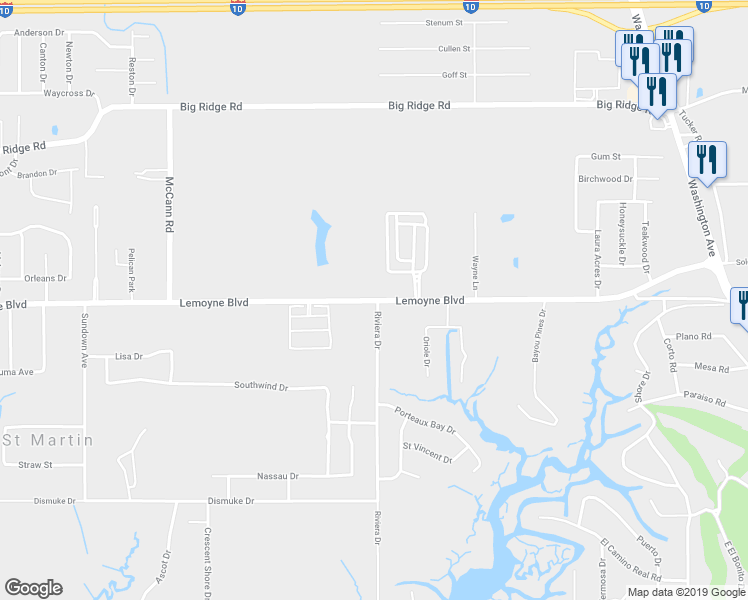 map of restaurants, bars, coffee shops, grocery stores, and more near 14512 Lemoyne Boulevard in Biloxi