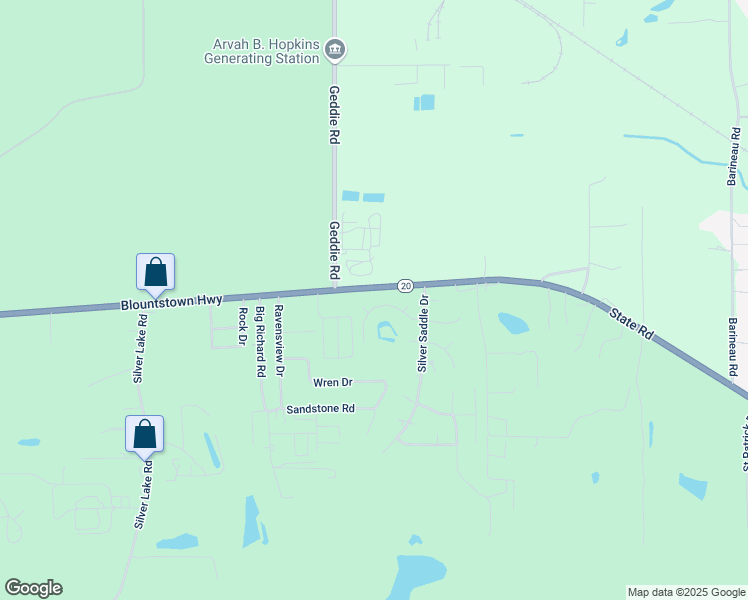 map of restaurants, bars, coffee shops, grocery stores, and more near 7333 Wagon Trail Lane in Tallahassee