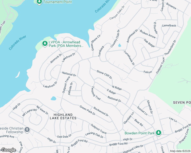map of restaurants, bars, coffee shops, grocery stores, and more near 21004 South Ridge Street in Lago Vista