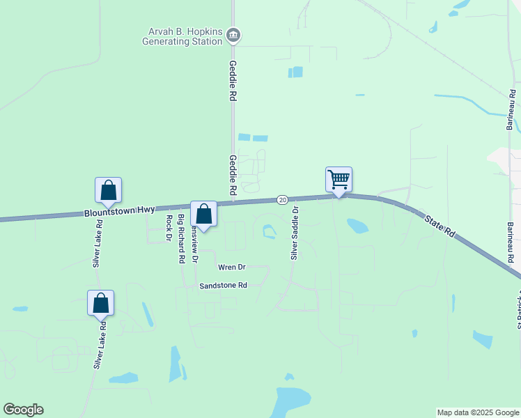 map of restaurants, bars, coffee shops, grocery stores, and more near 7333 Wagon Trail Lane in Tallahassee
