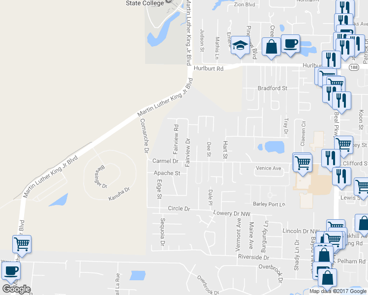 map of restaurants, bars, coffee shops, grocery stores, and more near 810 Fairview Drive in Fort Walton Beach