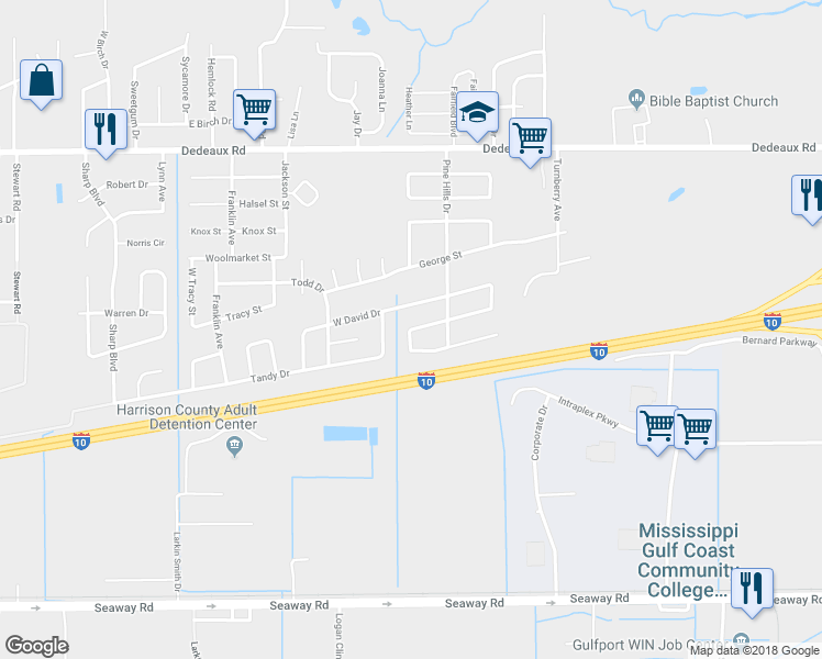 map of restaurants, bars, coffee shops, grocery stores, and more near 700 West Samuel Street in Gulfport