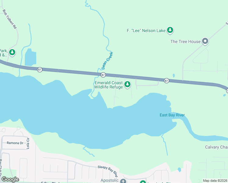 map of restaurants, bars, coffee shops, grocery stores, and more near 3041 Safronia Shores Road in Navarre
