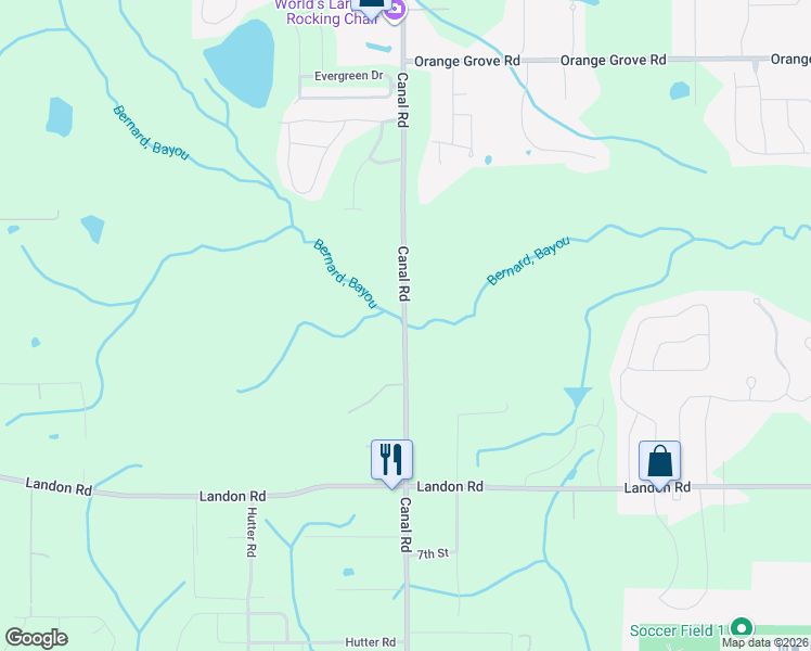 map of restaurants, bars, coffee shops, grocery stores, and more near 11142 Canal Road in Gulfport