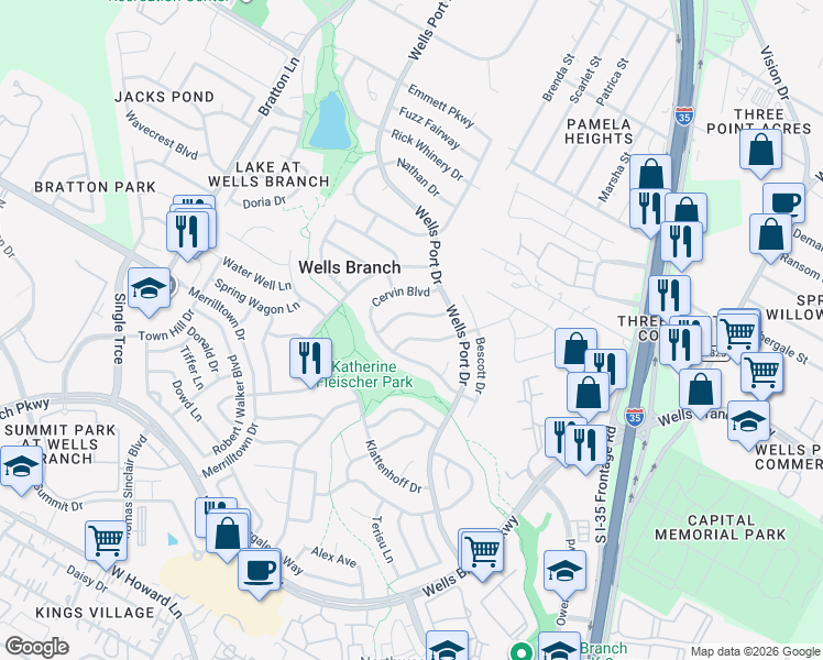 map of restaurants, bars, coffee shops, grocery stores, and more near 2014 Ploverville Lane in Austin
