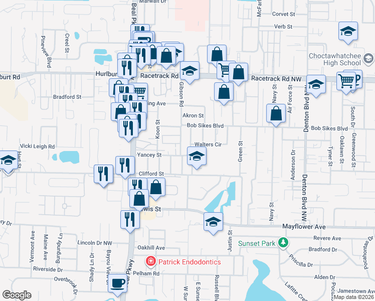map of restaurants, bars, coffee shops, grocery stores, and more near 802 Jonleen Drive in Fort Walton Beach