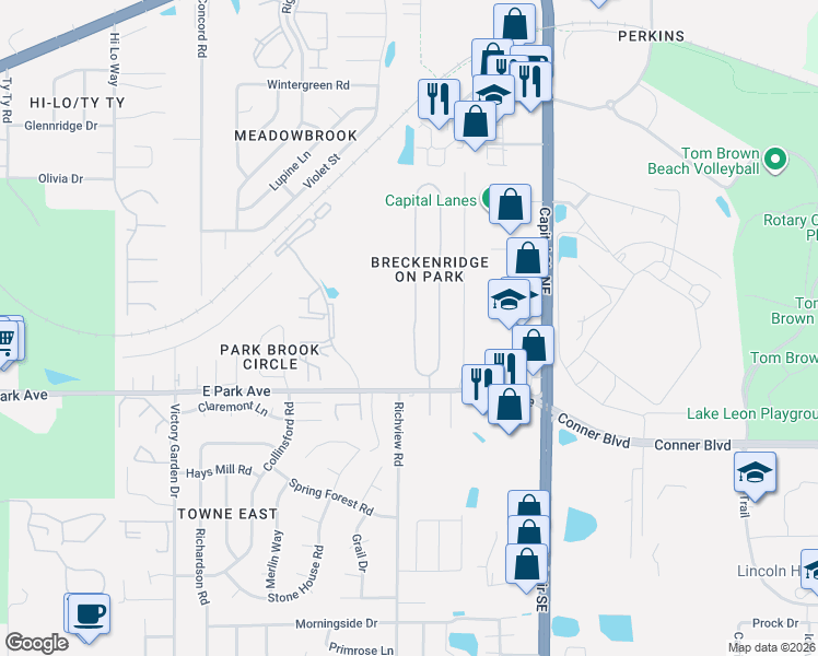 map of restaurants, bars, coffee shops, grocery stores, and more near 136 Whetherbine Way West in Tallahassee