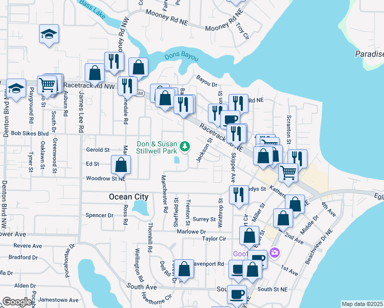map of restaurants, bars, coffee shops, grocery stores, and more near 707 Essex Road in Fort Walton Beach