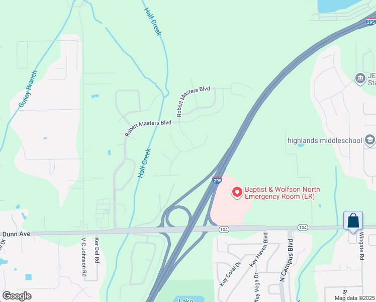 map of restaurants, bars, coffee shops, grocery stores, and more near Unnamed Road in Jacksonville