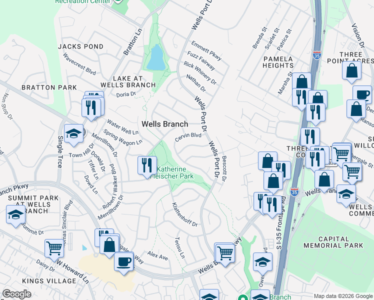 map of restaurants, bars, coffee shops, grocery stores, and more near 2014 Ploverville Lane in Austin
