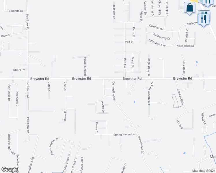 map of restaurants, bars, coffee shops, grocery stores, and more near 605 Creole Drive in Madisonville