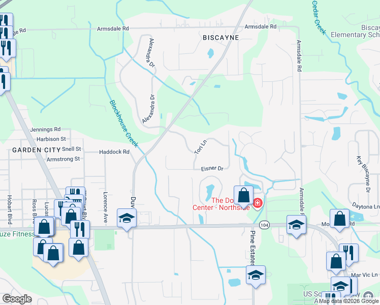 map of restaurants, bars, coffee shops, grocery stores, and more near 2462 Victoria Point Drive in Jacksonville