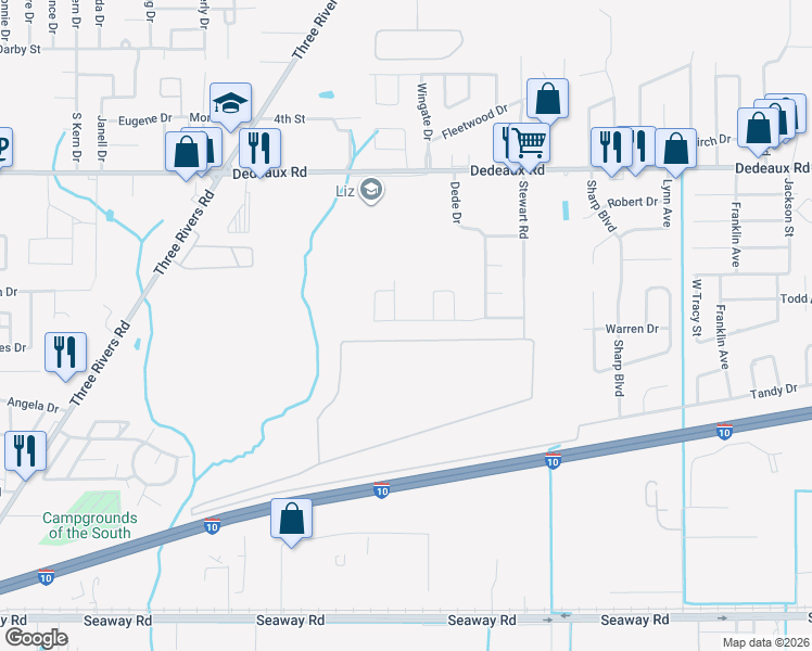map of restaurants, bars, coffee shops, grocery stores, and more near 13489 Warren Drive in Gulfport