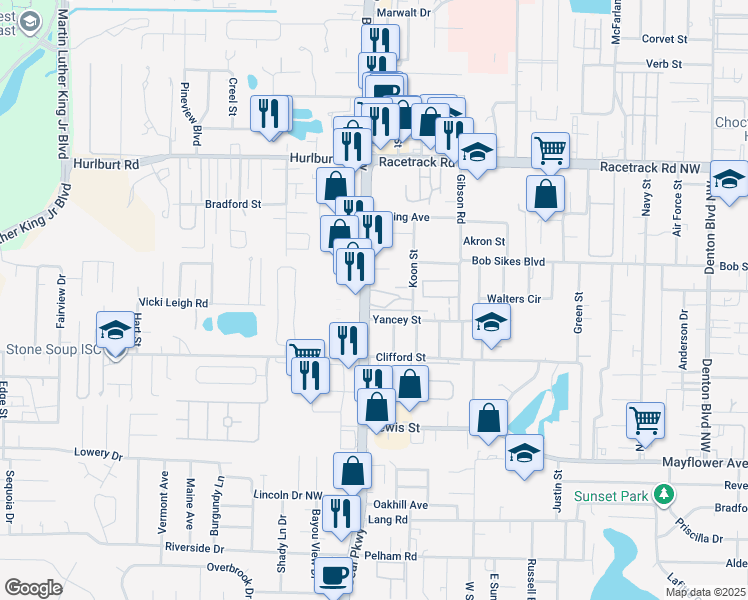 map of restaurants, bars, coffee shops, grocery stores, and more near 777 Beal Parkway Northwest in Fort Walton Beach