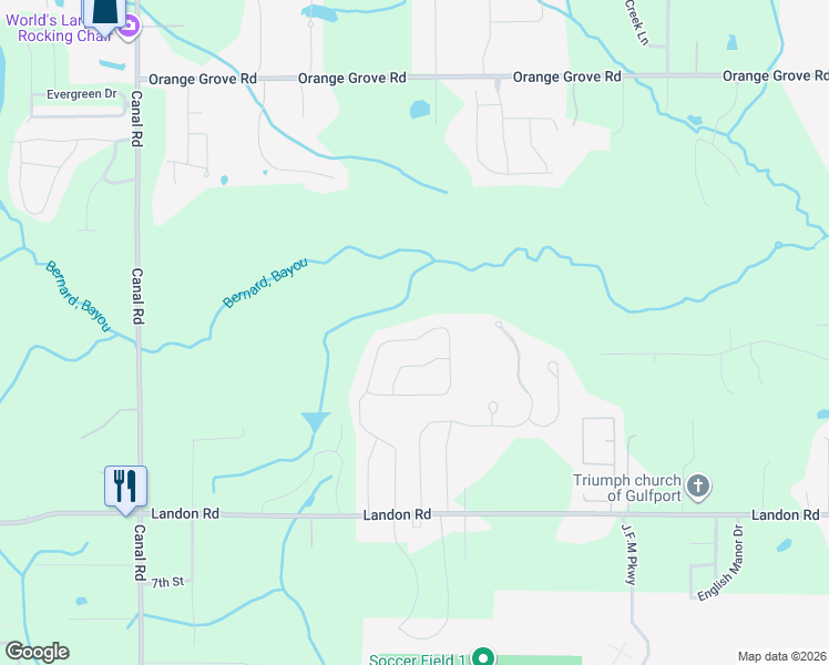 map of restaurants, bars, coffee shops, grocery stores, and more near 10784 Chapelwood Drive in Gulfport