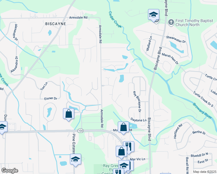 map of restaurants, bars, coffee shops, grocery stores, and more near 2026 Oak Glen Road in Jacksonville