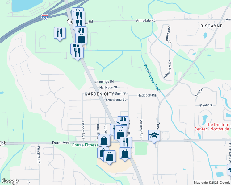 map of restaurants, bars, coffee shops, grocery stores, and more near 3035 Armstrong Street in Jacksonville