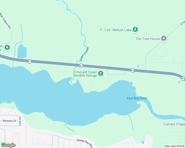 map of restaurants, bars, coffee shops, grocery stores, and more near 3041 Safronia Shores Road in Navarre