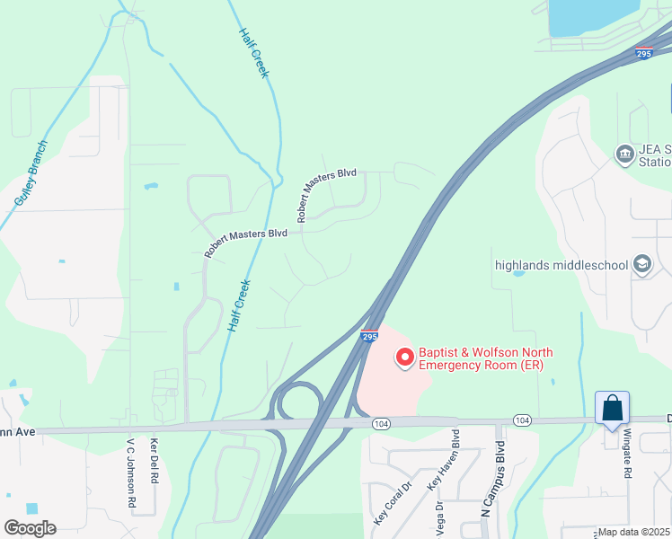 map of restaurants, bars, coffee shops, grocery stores, and more near Dunn Avenue in Jacksonville