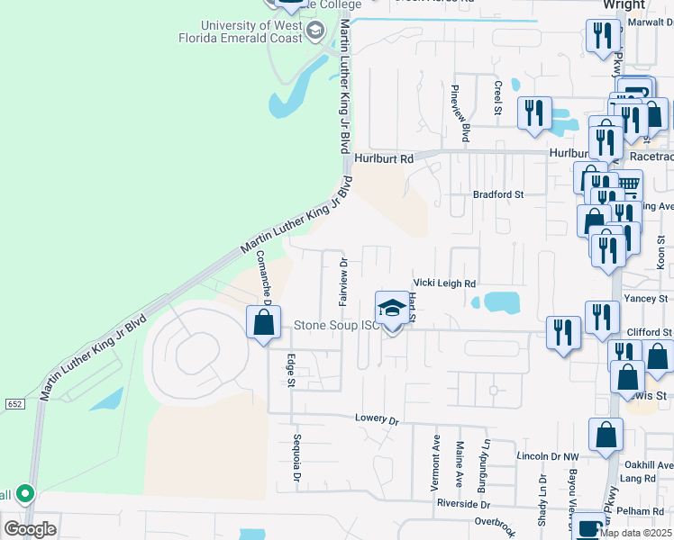 map of restaurants, bars, coffee shops, grocery stores, and more near 824 Fairview Drive in Fort Walton Beach