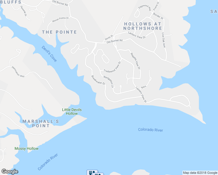 map of restaurants, bars, coffee shops, grocery stores, and more near 17705 Navigation Lane in Lago Vista