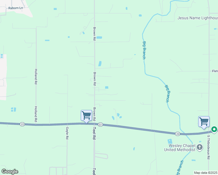 map of restaurants, bars, coffee shops, grocery stores, and more near 40168 Brown Road in Ponchatoula