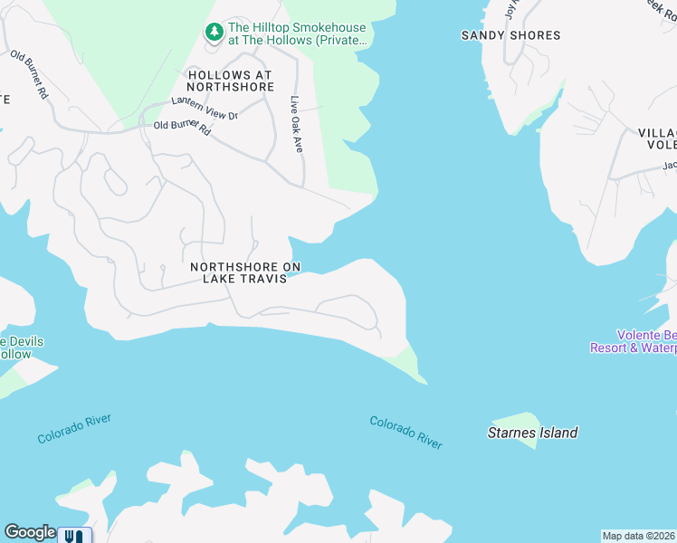 map of restaurants, bars, coffee shops, grocery stores, and more near 6100 Lantern View Drive in Jonestown