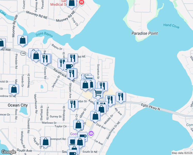 map of restaurants, bars, coffee shops, grocery stores, and more near 128 Rickey Avenue in Fort Walton Beach