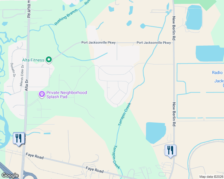 map of restaurants, bars, coffee shops, grocery stores, and more near 3513 Guppy Ct in Jacksonville
