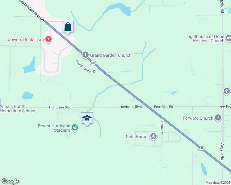 map of restaurants, bars, coffee shops, grocery stores, and more near 9761 Alabama 188 in Grand Bay