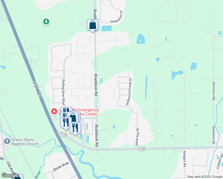 map of restaurants, bars, coffee shops, grocery stores, and more near 11456 West Elderflower Way in Jacksonville